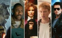 Movie stills from science fiction films, including "Jurassic Park," "Prometheus," "Being John Malkovich," "About Time," and "Terminator."