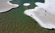 An aerial view of newly found lagoons in Argentina’s Puna de Atacama desert.