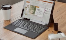 a chromebook with design software on the screen