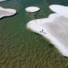 An aerial view of newly found lagoons in Argentina’s Puna de Atacama desert.