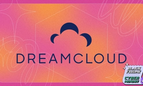 DreamCloud logo on Mashable Black Friday background