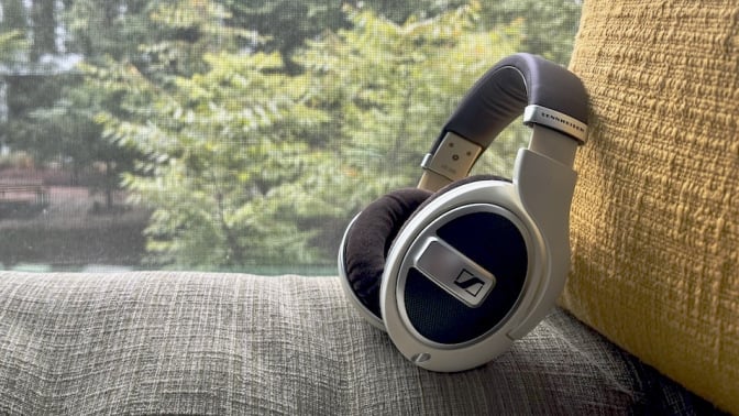 Sennheiser HD 599 headphones on a window sill