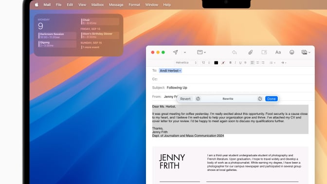 apple intelligence writing tools in the mail app on a mac 