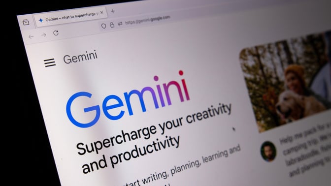 A Google Gemini generative artificial intelligence webpage