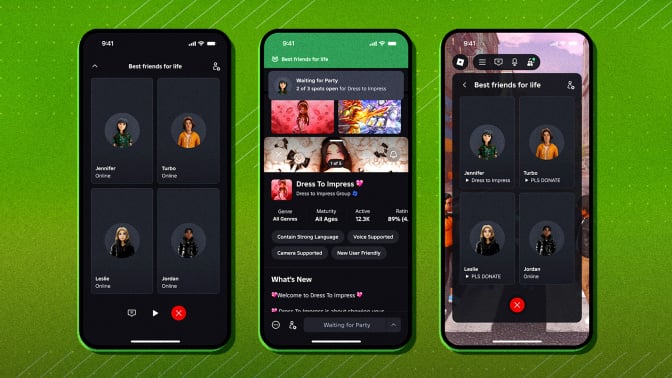 An example of Roblox's new Party feature.