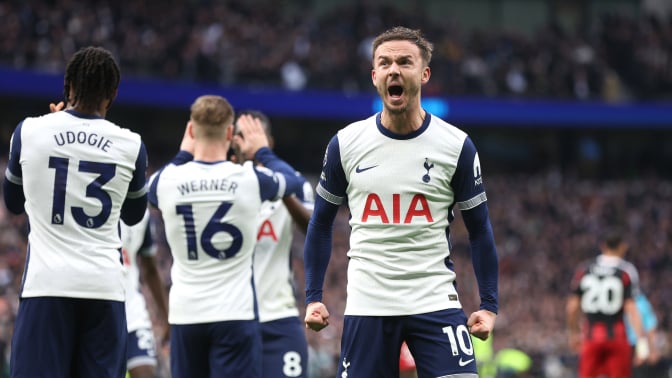 Tottenham Hotspur's James Maddison celebrates