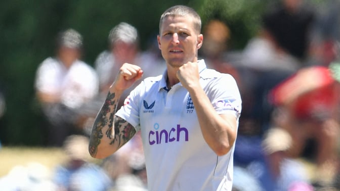 England's Brydon Carse celebrates