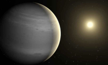 A NASA conception of a gas exoplanet orbiting a star in another solar system.