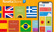 Rosetta Stone app with various country flags