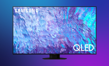 Samsung Q80C on a purple gradient background