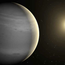 A NASA conception of a gas exoplanet orbiting a star in another solar system.