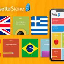 Rosetta Stone app with various country flags