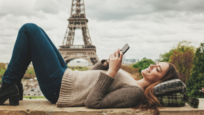 Relaxing moments in Paris city - stock photo