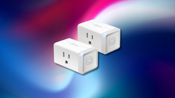 kasa smart plug mini against a colorful background 