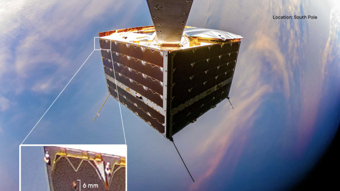 NanoAvionics recently spotted a small hole on its MP42 Satellite, which was caused by an impact. 