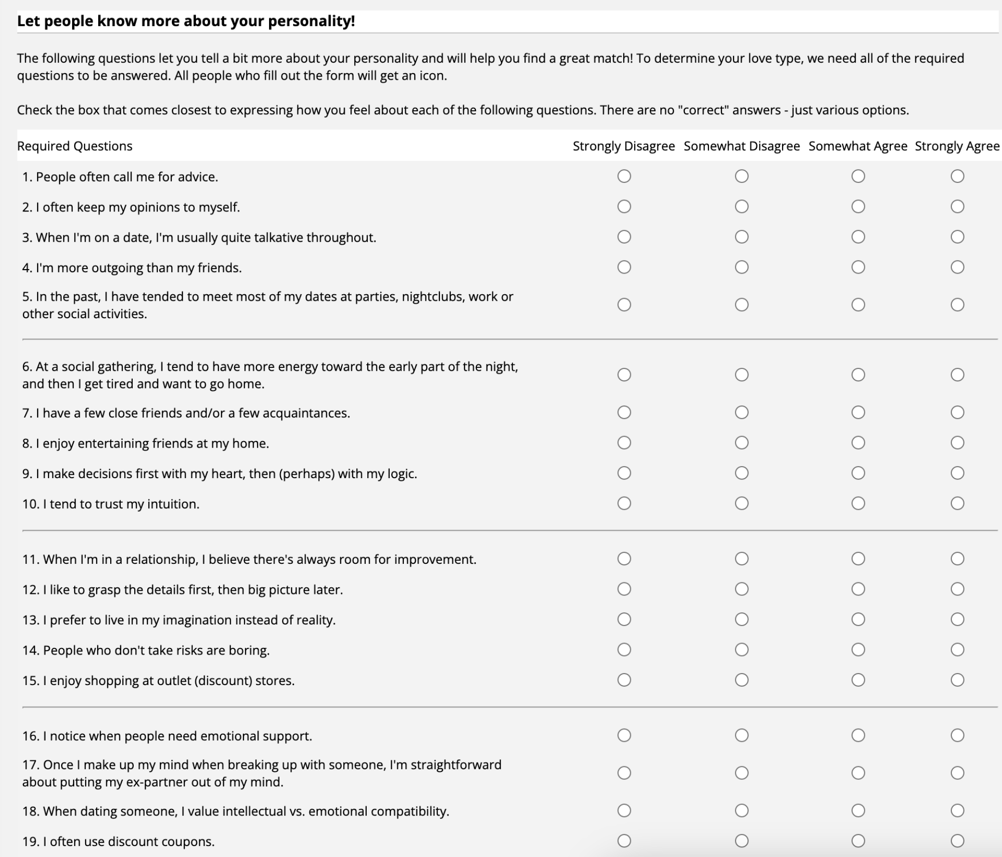 AFF personality test 